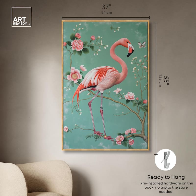 Flamingo's Fable Canvas by Art Remedy