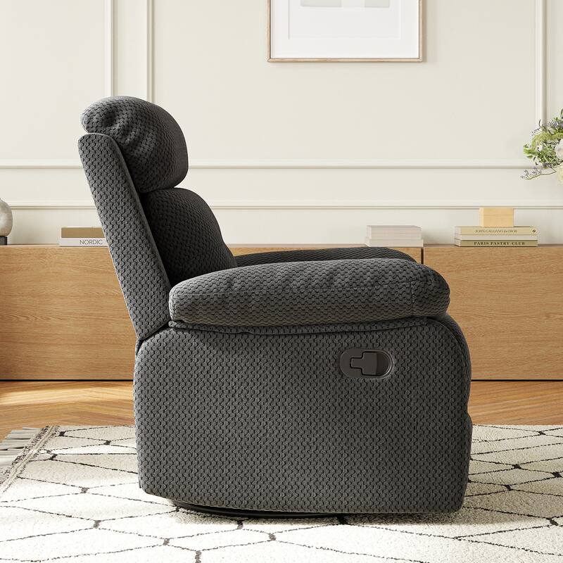 Recliner Chair with 360° Swivel, Soft Cushion Seat Rocker Accent Chair, Lounge Chaise Chair with Footrest