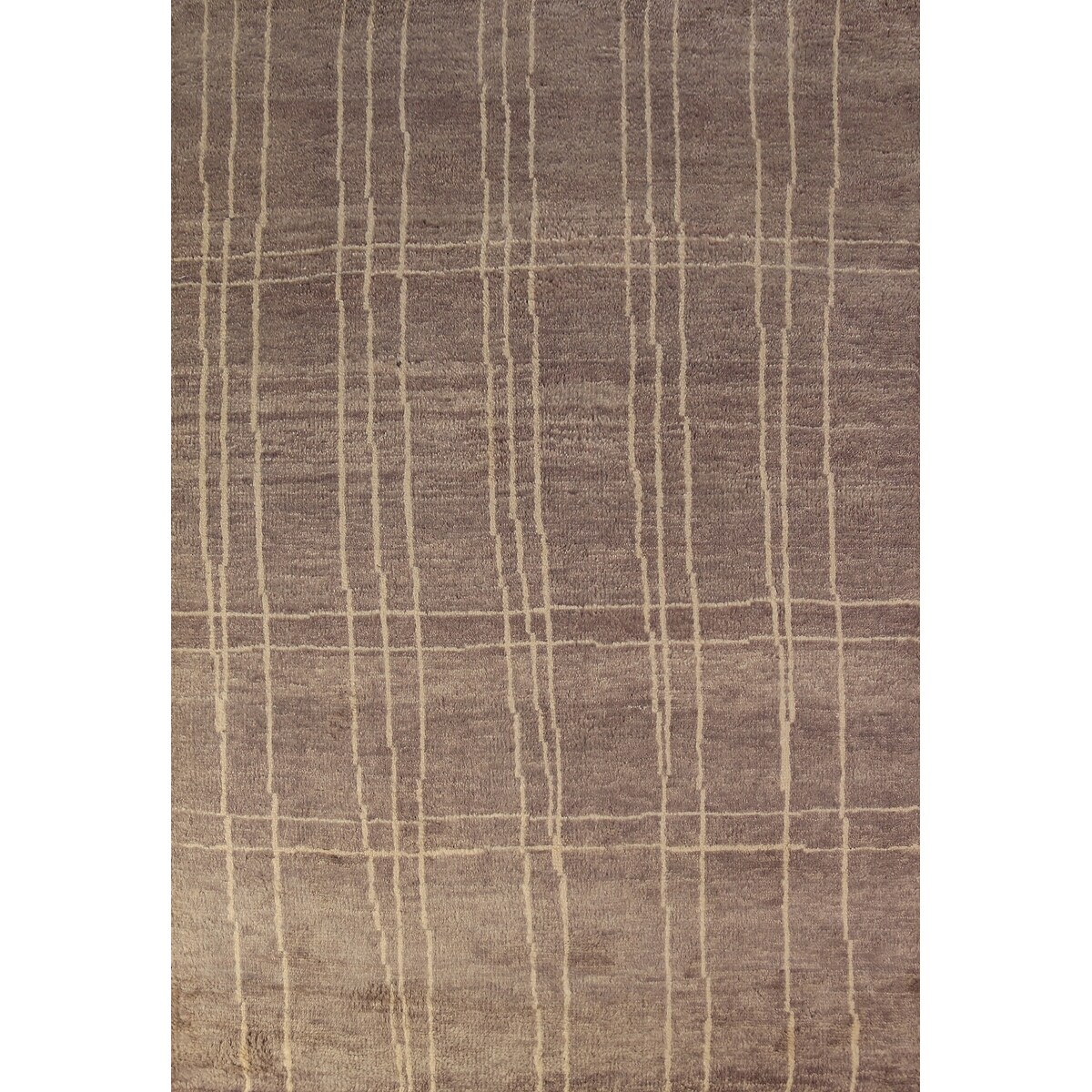 Moroccan Indian Area Rug Handmade Brown Wool Carpet - 5'2" x 7'9"