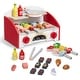 preview thumbnail 1 of 5, Kids BBQ Grill Playset, Wooden Grill Playset With Realistic Carbon Fire, Wooden Play Food Kitchen Accessory (26 PCS) - 26 PCS Kids