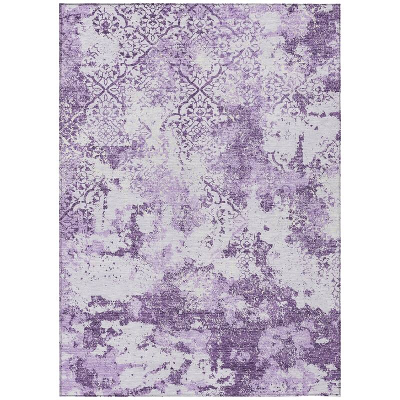Machine Washable Indoor/ Outdoor Chantille Distressed Traditional Rug