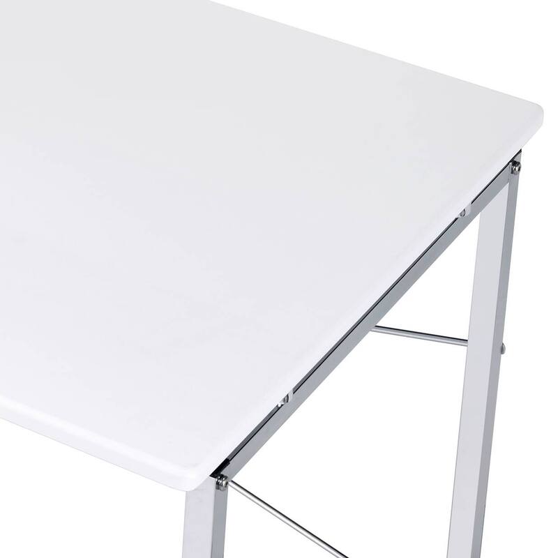 Contemporary Writing Desk with X-Shape Cross Bar, Sleek Design, and 4-Tier Shelf for Organized Workspaces