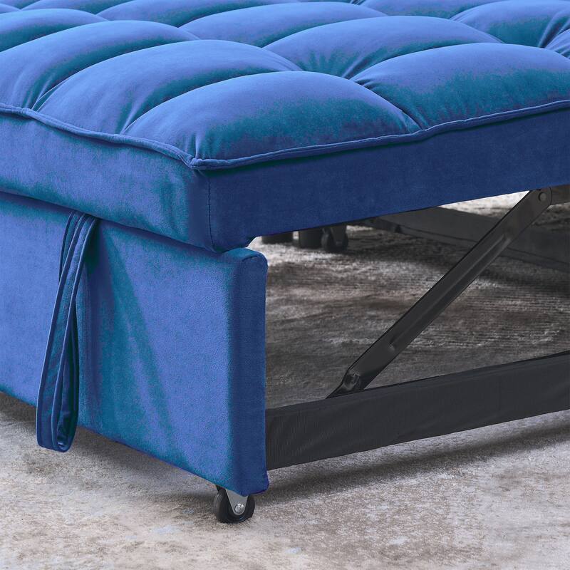 53.94" Velvet 2-Seater Sleeper Sofa with 3-Position Adjustable Backrest and Two Side Pockets