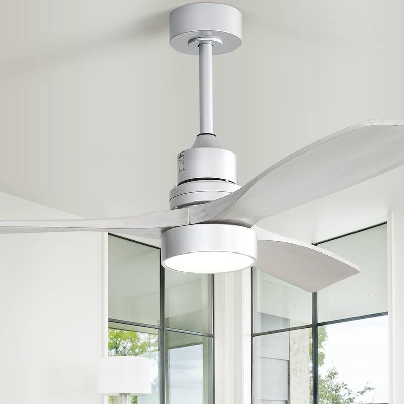 Sofucor 52" Indoor Ceiling Fan 3 Solid Wood Blades, with Light, Remote Control, Integrated Light Optional