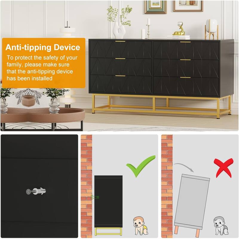 6-Drawer Fabric Dresser with Wood Top – Small Storage Chest & Clothes Organizer