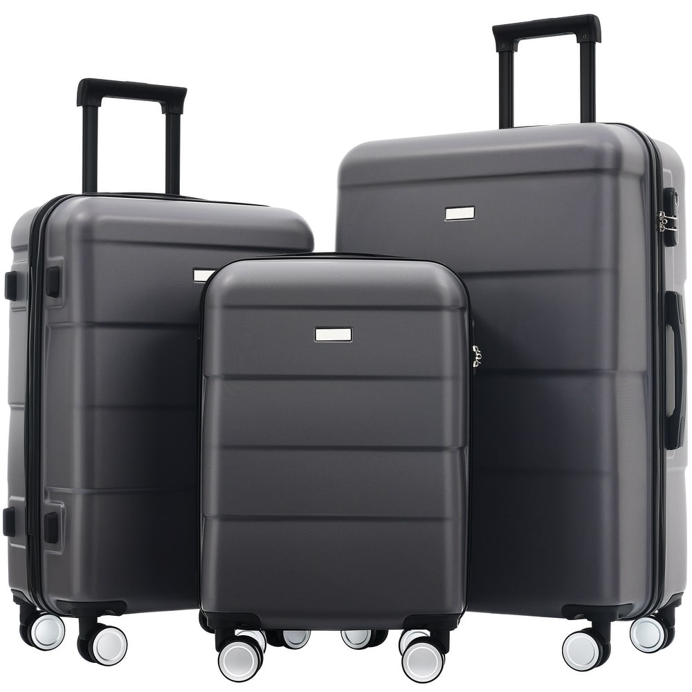 Hardshell Luggage Sets 3 Piece Double Spinner Wheels Suitcase with Handle Password Lock, Lightweight 20"+24"+28" Luggages