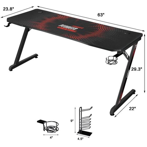 dimension image slide 3 of 6, Homall Gaming Desk Z Shaped Full Piece of Mouse Pad Computer Desk