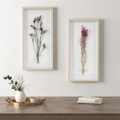 Madison Park Avant Garden Dried Flower 2-piece Shadow Box Wall Decor Set