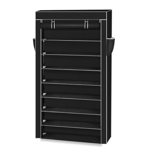 Songmics 10 tiers shoe rack with shop dustproof cover closet shoe storage cabinet organizer
