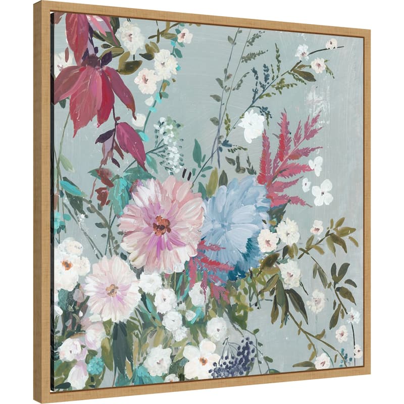 Floral Symphony in Soft Hues by PI Studio Framed Canvas Wall Art Print
