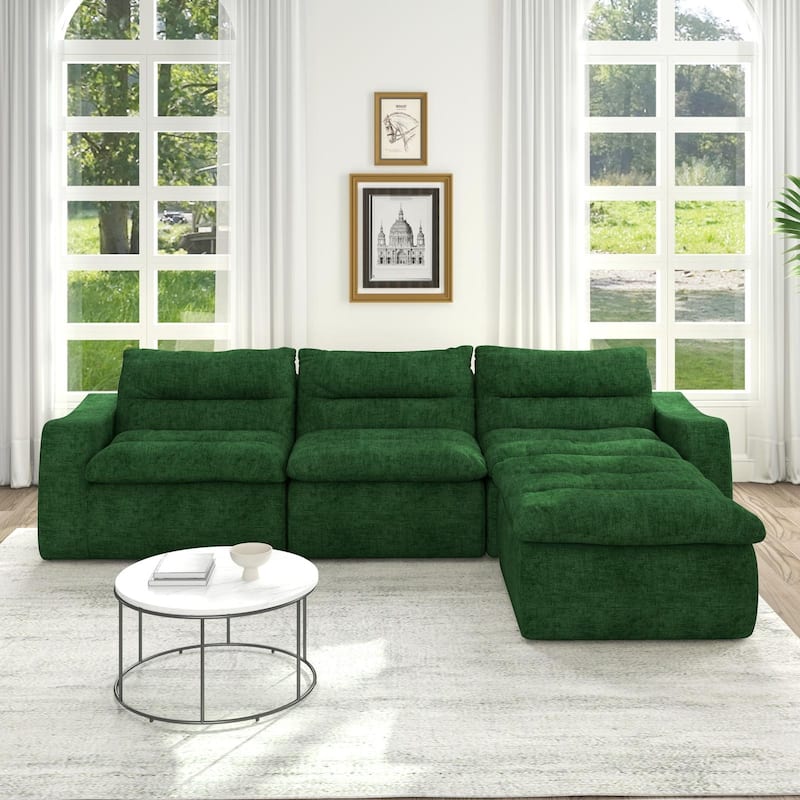 Ultra Comfy Lazy Beanbag Sofa, Modular L-Shape Compact Combined Seat