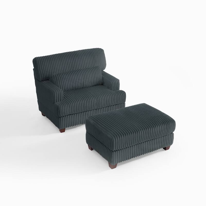 36" Wide Oversized Upholstered Chaise Lounge Accent Chair with Ottoman