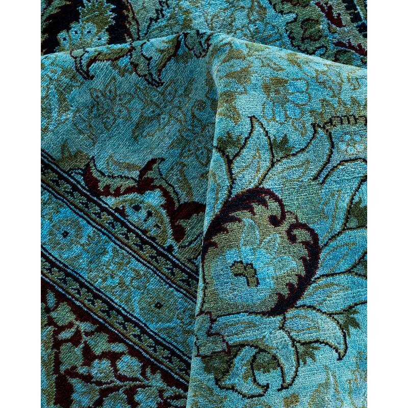 Overdyed, One-of-a-Kind Hand-Knotted Area Rug - Blue - 8' 1" x 15' 4"