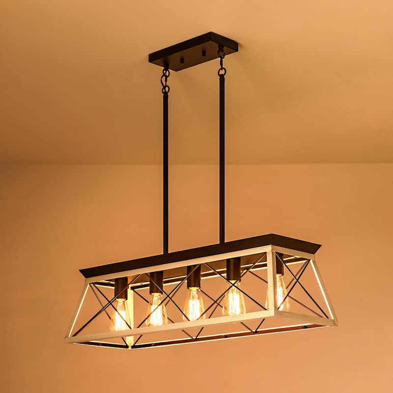 Oaks Aura Farmhouse Chandeliers for Dining Room,Rustic Kitchen Island Light,5-Light Industrial Kitchen Island Pendant Light