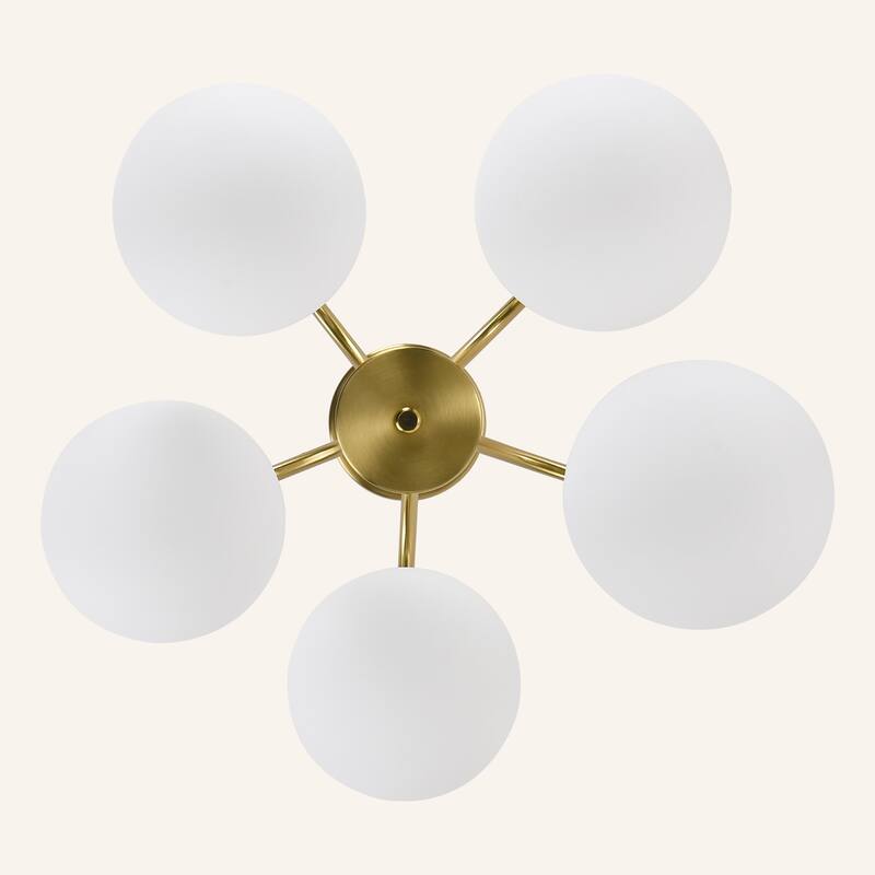 5-Light Sputnik Semi Flush Mount - Brass