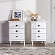 preview thumbnail 10 of 32, Walker Edison Bullrushes Solid Wood 3-Drawer Nightstand, Set of 2 White