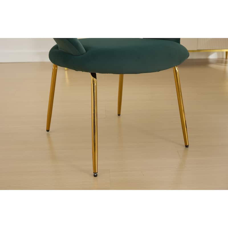 Velvet Dining Chairs with Curved Backrest and Metal Legs, kitchen Chair with Adjustable Foot Nails for Dining Room