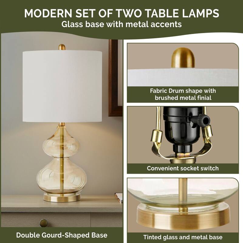 Ellipse Curved Gourd Glass Table Lamp, Set of 2