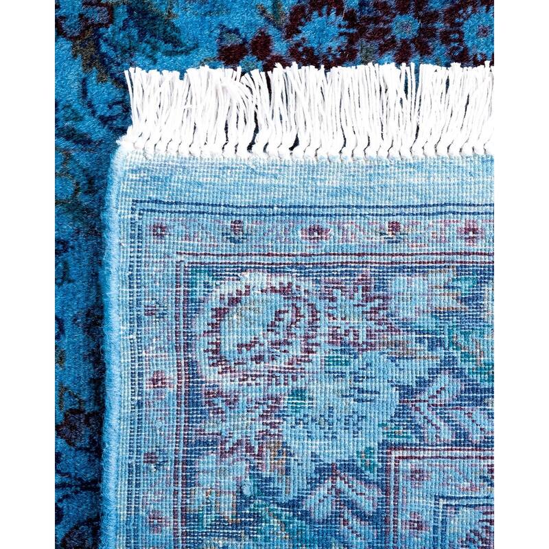 Fine Vibrance One-of-a-Kind Hand-Knotted Runner Rug - Blue, 2' 8" x 14' 7" - 2' 8" x 14' 7"