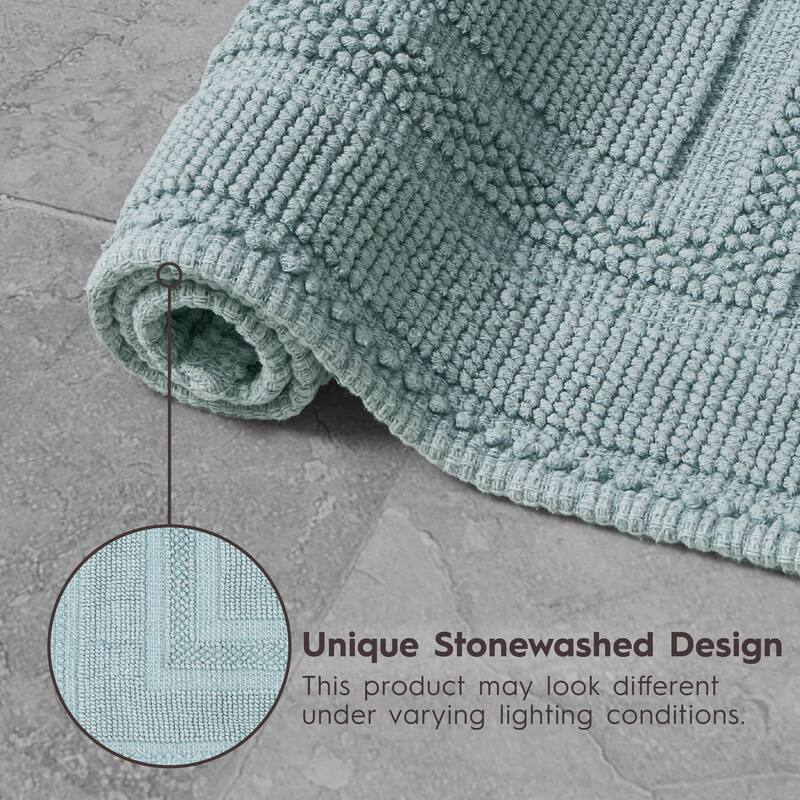 Jean Pierre Cotton Stonewash Racetrack 21 x 34 in. Bath Rug