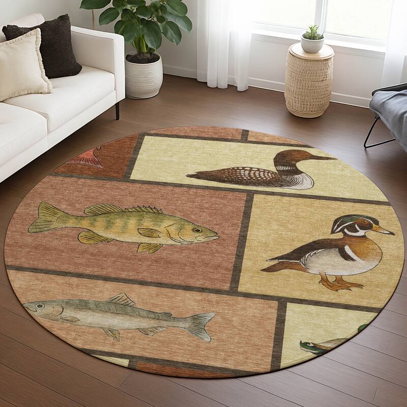 Machine Washable Indoor/ Outdoor Cabin Lodge Chantille Rug