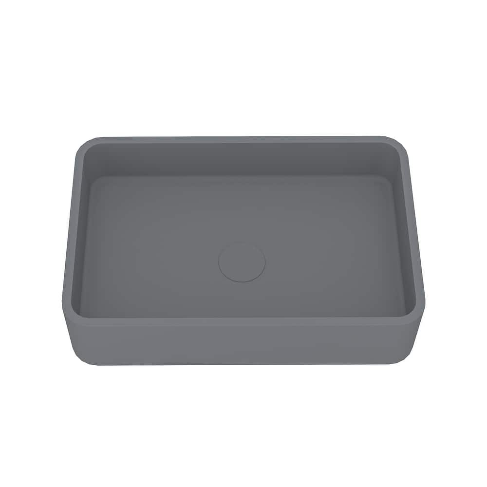 CASAINC Concrete Art Basin Rectangular Bathroom Vessel Sink with The Same Color Drainer