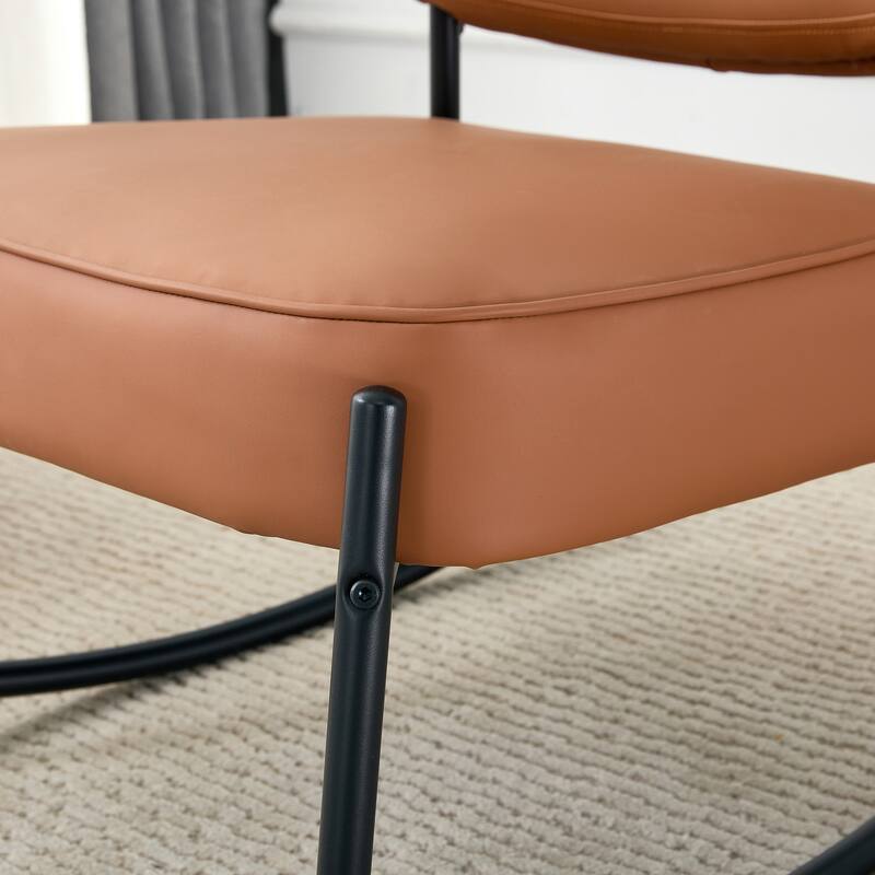 material cushioned rocking chair,cushioned seat, backrest rocking chair, metal legs side chairs in the living room, bedroom