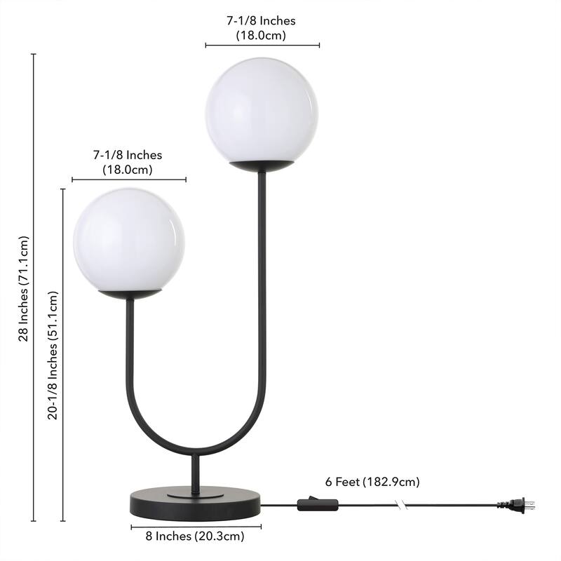 Dufrene 2-Light Table Lamp with Glass Shades - 15.38" Wide