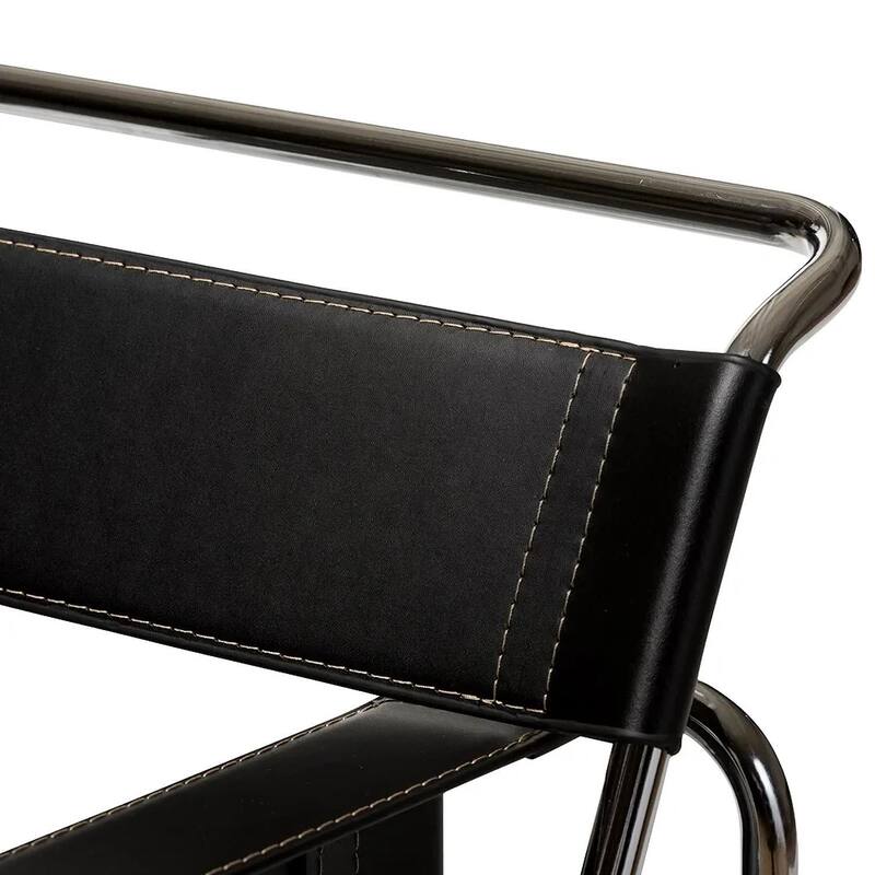 Momei Mid-Century Modern Saddle Leather Accent Chair with Stainless Steel Chair Leg