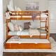 preview thumbnail 69 of 79, Walker Edison Solid Wood Twin Size Bunk Bed with Trundle Honey