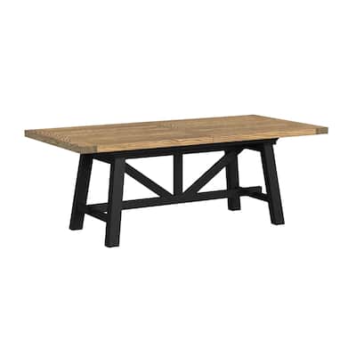 Hendricks 40x82-104" Trestle Base Table, Rustic Wheat and Raven