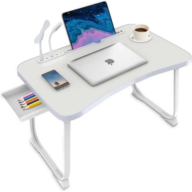 Portable Foldable Laptop Bed Table - White
