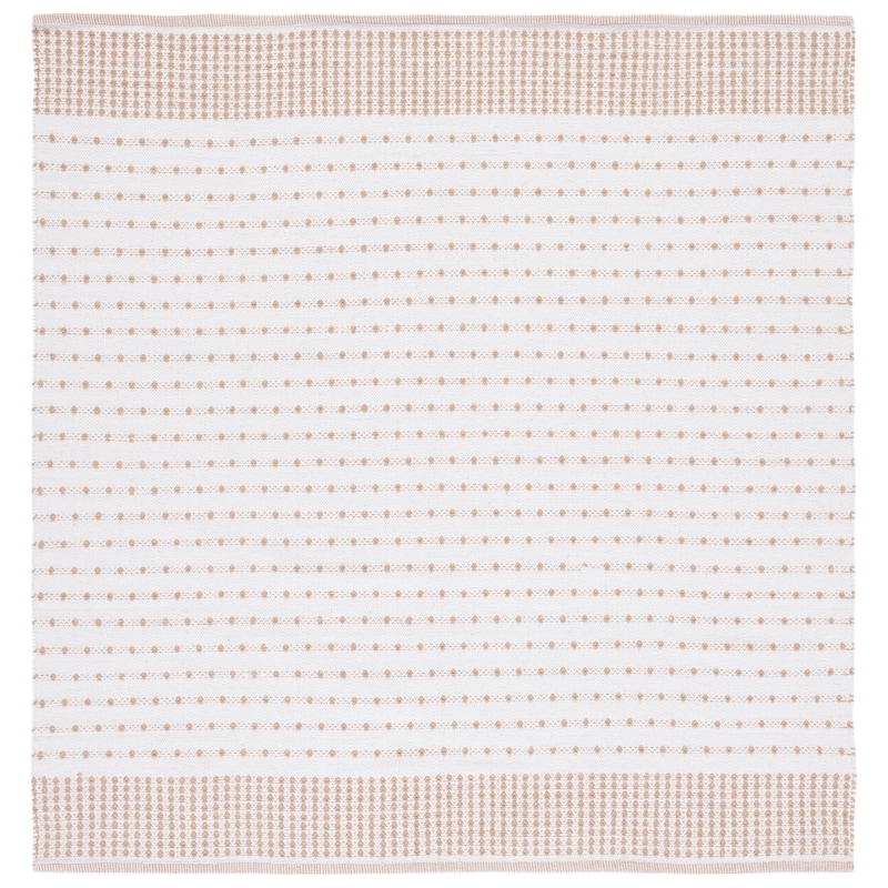 SAFAVIEH Handmade Flatweave Montauk Helena Cotton Rug - 6' Square - Beige/Ivory
