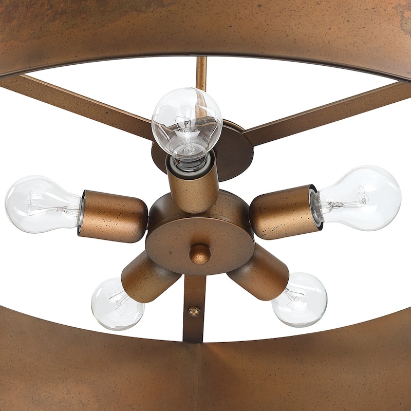 Artisan Antique Bronze Metal Drum Chandelier Light - Antique bronze
