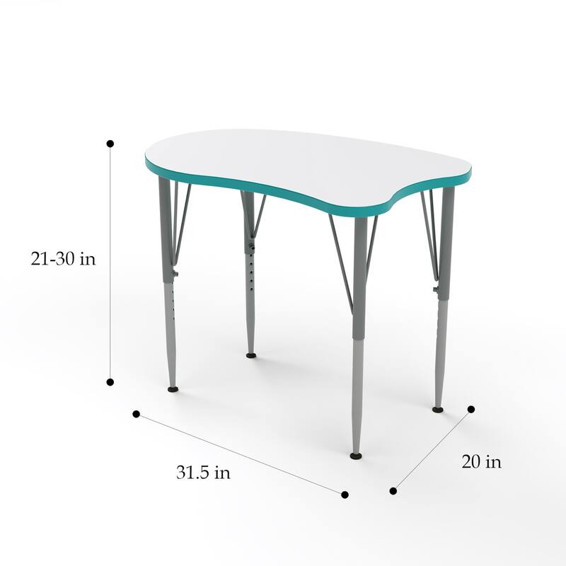 Tot Mate Versa Kids Desk Curve Shape Small Laminate Surface 31.5" x 20" Classroom Table, Write-On/Wipe-Off Dry Erase Top
