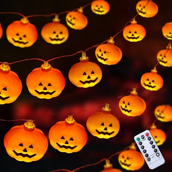 14.8 Ft Halloween Pumpkin String Lights with 8 Modes Remote Yellow Bed Bath Beyond 35086253