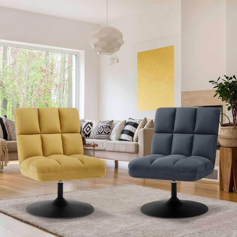 MCombo Swivel Accent Chairs, Modern Leisure Chairs for Living Room, Upholstered Armless Chair, Leathaire Fabric 4380