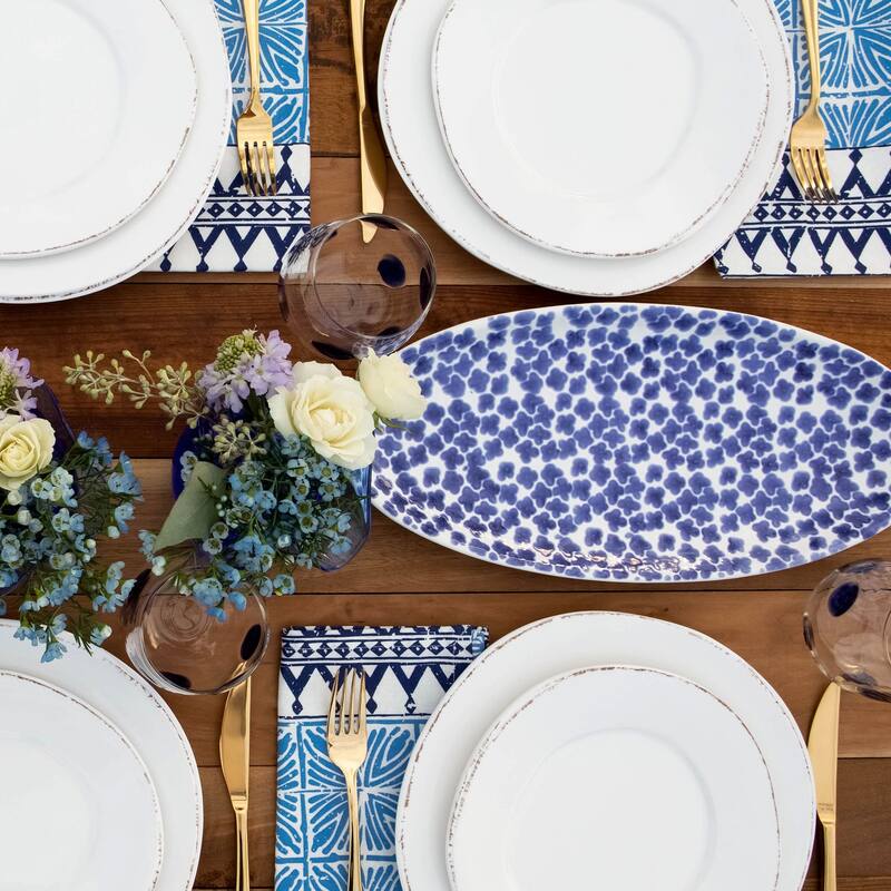 viva by VIETRI Santorini Flower Narrow Oval Platter