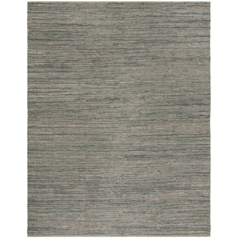 SAFAVIEH Handmade Vintage Boho Leather Cami Modern Stripe Leather - 9' x 12' - Grey - Runner/Rectangle