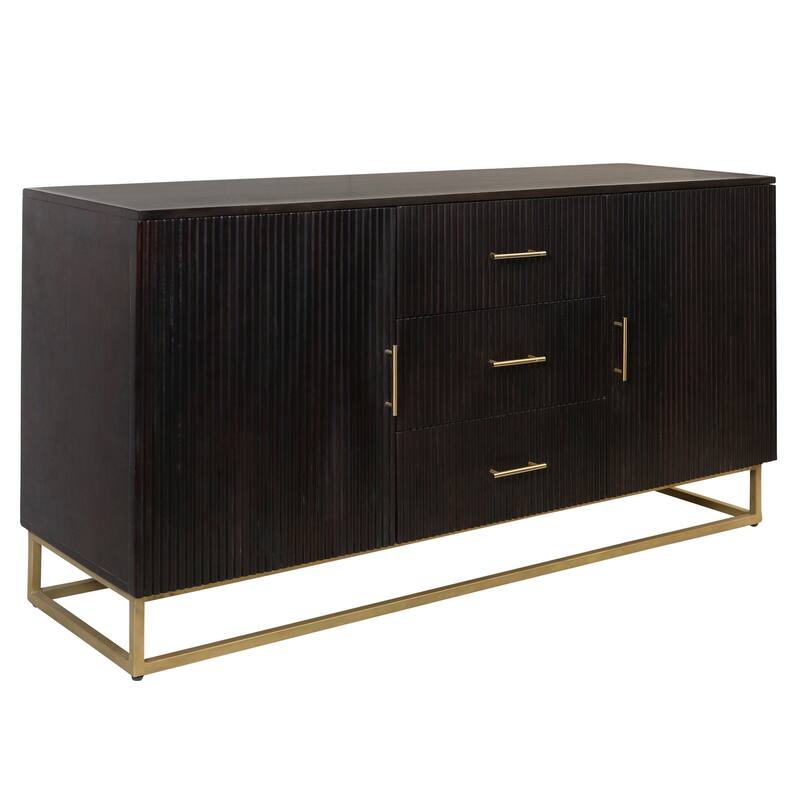 StyleCraft Lexington Sideboard - Ebony & Gold - Ebony, Gold
