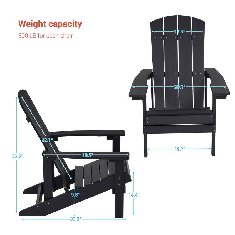 BONOSUKI Patio Adirondack Chair w/Cupholder,Weather Resistant-Set of 4