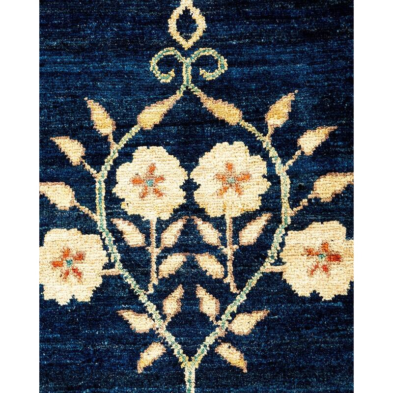 Overton Handknotted Wool Vintage Inspired Contemporary Eclectic Blue Area Rug - 17' 5" x 12' 0"