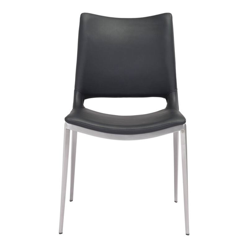 Set of 2 Dining Side Chairs with Silver Legs and Stainless Steel Frame - 22.2” x 21.3” x 35”