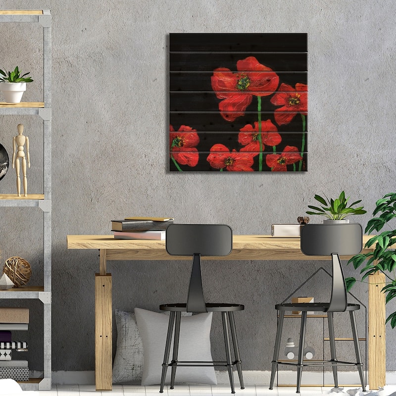 Poppies Print On Wood by KuptsovaArt - Multi-Color