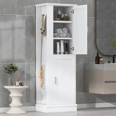 Bathroom Floor Storage Cabinet, Freestanding Storage White Cupboard
