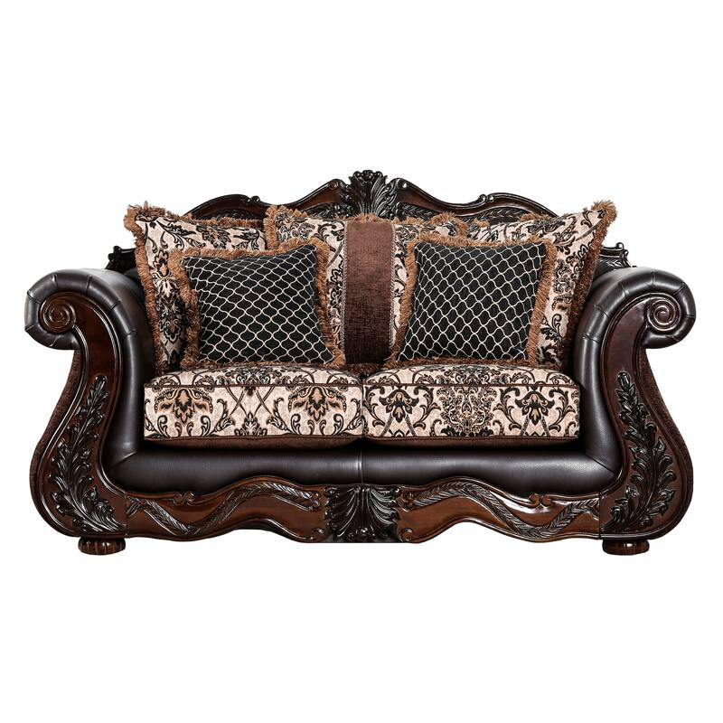 Nave Transitional Brown Faux Leather Loveseat by Furniture of America