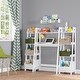 preview thumbnail 10 of 9, RiverRidge Kids Art Table Desk with Ladder Shelf and Open Storage Shelf for Playroom - White with 2 10" Floating Bookshelves