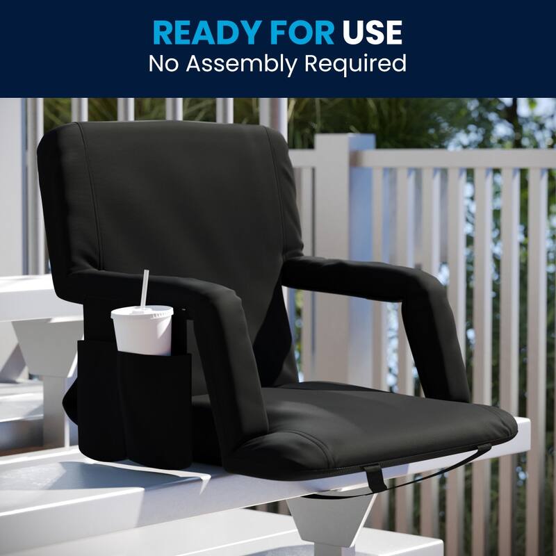 2 Pack Reclining Backpack Padded Stadium Chairs-Armrests & Storge Pockets
