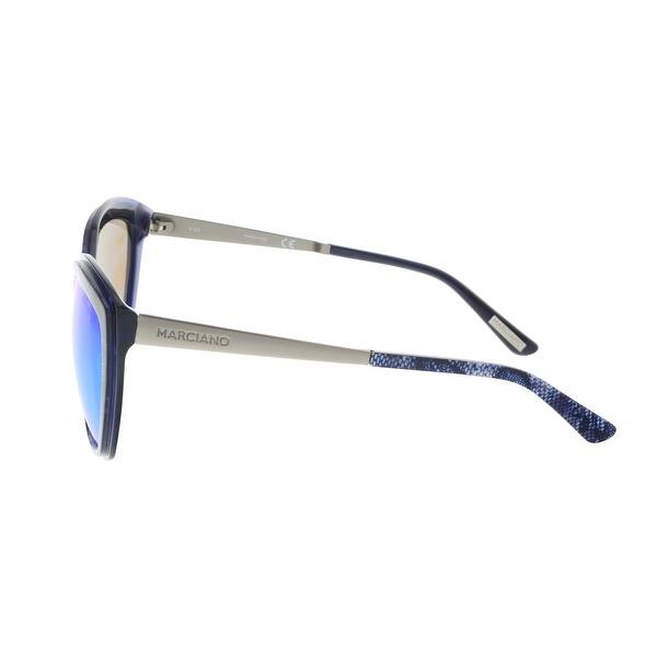 Shop Guess By Marciano Gm0738 92x Navy Silver Cat Eye Sunglasses