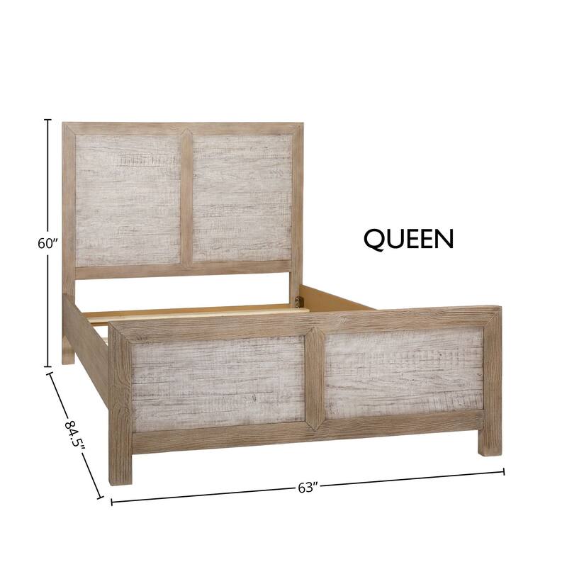 Rowena Pine Wood Panel Bed, Light Gray